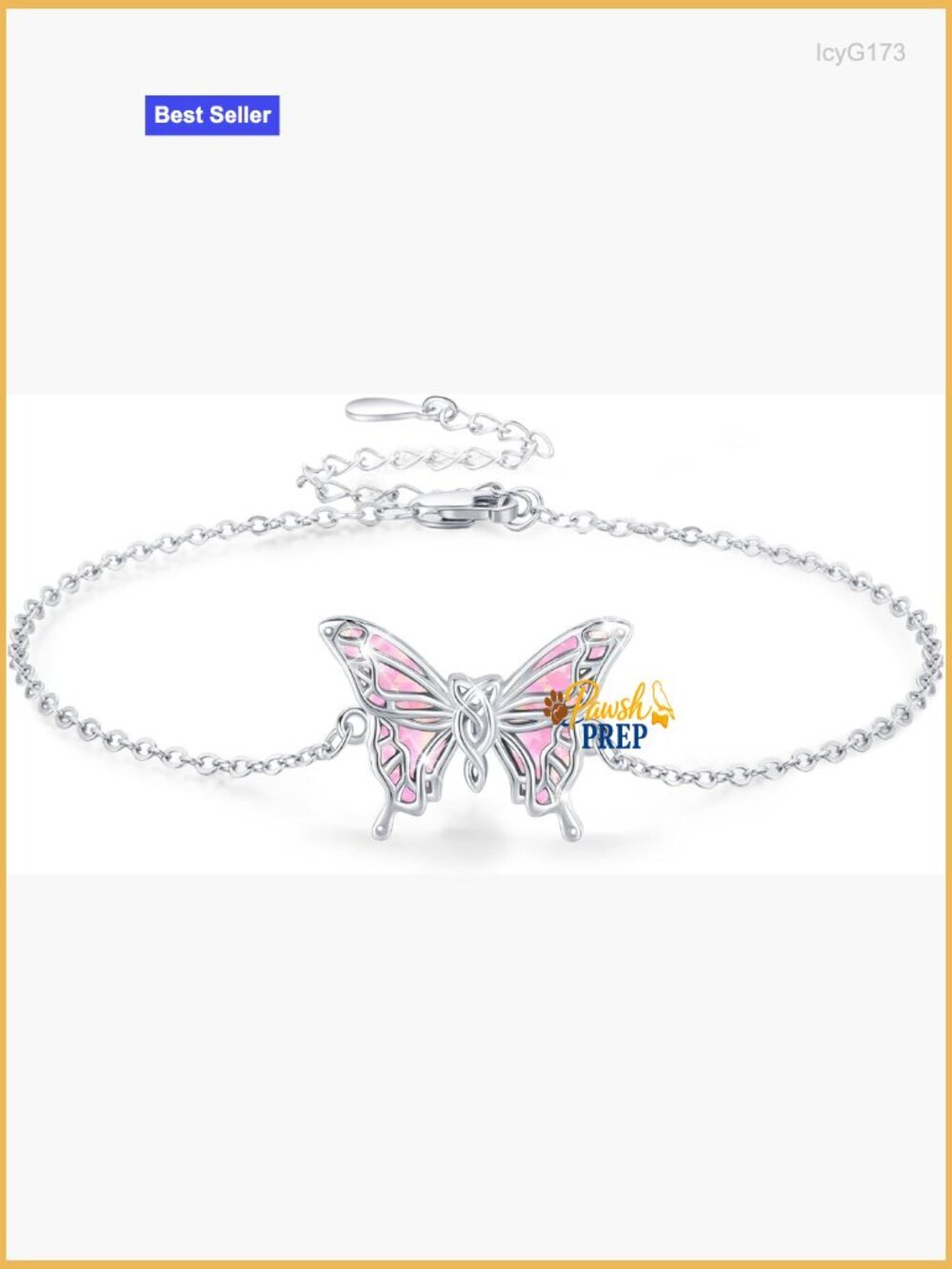 Sterling Silver Adjustable Opal Butterfly Bracelet with Extension Chain